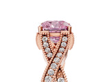 Rose gold Fancy Pink Cushion Cut Cut Diamond Twisted Band with Milgrain Pave Setting and Four-Prong Setting_5