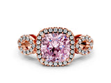 Rose gold Fancy Pink Cushion Cut Cut Halo Diamond Infinity Band with Four-Prong Setting