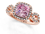 Rose gold Fancy Pink Cushion Cut Cut Halo Diamond Infinity Band with Four-Prong Setting_1