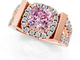 Rose gold Fancy Pink Cushion Cut Cut Halo Split Shank Prong Set Ring_1