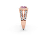 Rose gold Fancy Pink Cushion Cut Cut Halo Split Shank Prong Set Ring_2