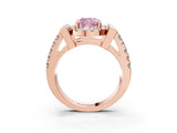 Rose gold Fancy Pink Cushion Cut Cut Halo Split Shank Prong Set Ring_3