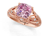 Rose gold Fancy Pink Cushion Cut Cut Milgrain Pave Diamond Engagement Ring with Four-Prong Setting_16