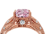 Rose gold Fancy Pink Cushion Cut Cut Milgrain Pave Diamond Engagement Ring with Four-Prong Setting_19