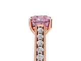 Rose gold Fancy Pink Cushion Cut Cut Pave Band Milgrain Solitaire Ring_5