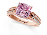 Rose gold Fancy Pink Cushion Cut Cut Pave Split Shank Engagement Ring with Four-Prong Setting_1