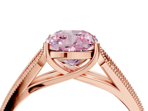 Rose gold Fancy Pink Cushion Cut Cut Pave Split Shank Engagement Ring with Four-Prong Setting_4