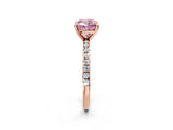 Rose gold Fancy Pink Cushion Cut Diamond Brilliant Solitaire Ring with Pavé Band and Four-Prong Setting_14
