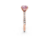 Rose gold Fancy Pink Cushion Cut Diamond Brilliant Solitaire Ring with Pavé Band and Four-Prong Setting_2