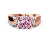 Rose gold Fancy Pink Cushion Cut Diamond Channel Set Solitaire Ring with Four-Prong Setting_12