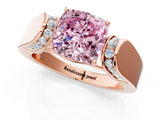 Rose gold Fancy Pink Cushion Cut Diamond Channel Set Solitaire Ring with Four-Prong Setting_13