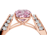 Rose gold Fancy Pink Cushion Cut Diamond Channel Set Solitaire Ring with Four-Prong Setting_16