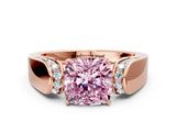 Rose gold Fancy Pink Cushion Cut Diamond Channel Set Solitaire Ring with Four-Prong Setting_36