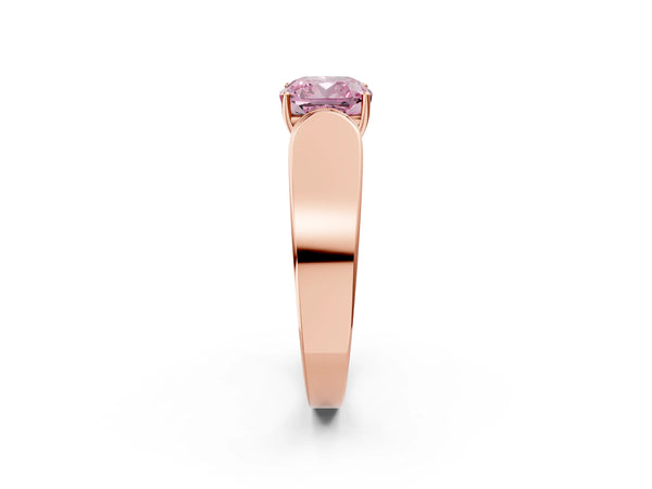 Rose Gold Cushion Cut Channel Set Engagement Ring Setting for Fancy Pink Center with Wide Band