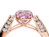 Rose gold Fancy Pink Cushion Cut Diamond Channel Set Solitaire Ring with Four-Prong Setting_40