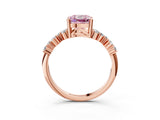 Rose gold Fancy Pink Cushion Cut Diamond Cluster Pavé Band with Four-Prong Setting_15