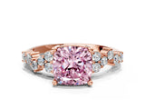 Rose gold Fancy Pink Cushion Cut Diamond Cluster Pavé Band with Four-Prong Setting_3