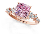 Rose gold Fancy Pink Cushion Cut Diamond Cluster Pavé Band with Four-Prong Setting_4
