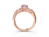 Rose gold Fancy Pink Cushion  Cut Diamond Cluster Ring with Round Accent Stones and Prong Setting on a Classic Band_52