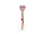 Rose gold Fancy Pink Cushion Cut Diamond Cluster Side Stone Solitaire Ring with Prong Setting_67