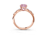 Rose gold Fancy Pink Cushion Cut Diamond Cluster Side Stone Solitaire Ring with Prong Setting_68