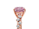 Rose gold Fancy Pink Cushion Cut Diamond Cluster Side Stone Solitaire Ring with Prong Setting_70