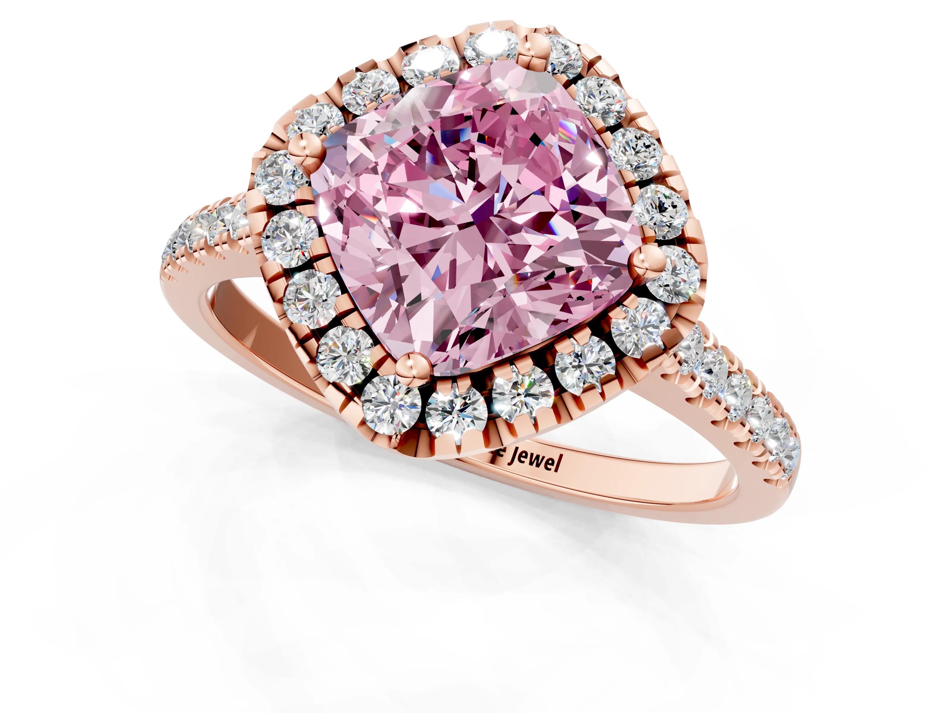 Rose gold Fancy Pink Cushion Cut Diamond Cushion Halo Ring with Pavé Band_1