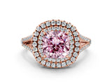 Rose gold Fancy Pink Cushion Cut Diamond Double Halo Ring with Pavé Band and Prong Setting_75
