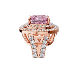 Rose gold Fancy Pink Cushion Cut Diamond Double Halo Ring with Pavé Band and Prong Setting_80