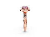 Rose gold Fancy Pink Cushion Cut Diamond Double Halo Ring with Split Shank and Four-Prong Setting_2