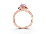 Rose gold Fancy Pink Cushion Cut Diamond Double Halo Ring with Split Shank and Four-Prong Setting_3