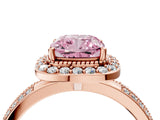 Rose gold Fancy Pink Cushion Cut Diamond Double Halo Ring with Split Shank and Four-Prong Setting_4