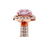 Rose gold Fancy Pink Cushion Cut Diamond Double Halo Ring with Split Shank and Four-Prong Setting_5