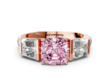 Rose gold Fancy Pink Cushion Cut Diamond Engagement Ring with Baguette Side Stones and Channel Set Band_20