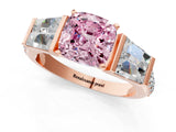 Rose gold Fancy Pink Cushion Cut Diamond Engagement Ring with Baguette Side Stones and Channel Set Band_21