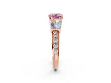 Rose gold Fancy Pink Cushion Cut Diamond Engagement Ring with Baguette Side Stones and Channel Set Band_22