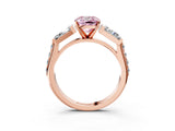 Rose gold Fancy Pink Cushion Cut Diamond Engagement Ring with Baguette Side Stones and Channel Set Band_23