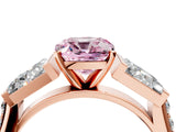 Rose gold Fancy Pink Cushion Cut Diamond Engagement Ring with Baguette Side Stones and Channel Set Band_24
