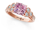 Rose gold Fancy Pink Cushion  Cut Diamond Engagement Ring with Bezel Set Round Side Stones and Prong Setting_50
