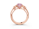 Rose gold Fancy Pink Cushion  Cut Diamond Engagement Ring with Bezel Set Round Side Stones and Prong Setting_52