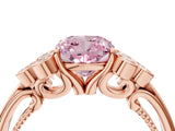 Rose gold Fancy Pink Cushion  Cut Diamond Engagement Ring with Bezel Set Round Side Stones and Prong Setting_53