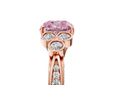 Rose gold Fancy Pink Cushion  Cut Diamond Engagement Ring with Bezel Set Round Side Stones and Prong Setting_54
