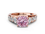 Rose gold Fancy Pink Cushion  Cut Diamond Engagement Ring with Pavé Band and Four-Prong Setting_3