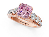 Rose gold Fancy Pink Cushion  Cut Diamond Engagement Ring with Pavé Band and Four-Prong Setting_4