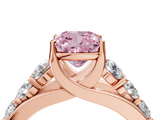Rose gold Fancy Pink Cushion  Cut Diamond Engagement Ring with Pavé Band and Four-Prong Setting_7