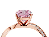 Rose gold Fancy Pink Cushion Cut Diamond Engagement Ring with Side Stone Accents and Four-Prong Setting_16