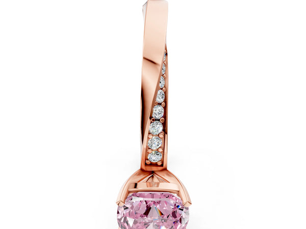 Rose gold Fancy Pink Cushion Cut Diamond Engagement Ring with Side Stone Accents and Four-Prong Setting