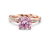 Rose gold Fancy Pink Cushion Cut Diamond Engagement Ring with Side Stone Accents and Four-Prong Setting_72