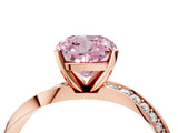 Rose gold Fancy Pink Cushion Cut Diamond Engagement Ring with Side Stone Accents and Four-Prong Setting_76