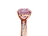 Rose gold Fancy Pink Cushion Cut Diamond Engagement Ring with Side Stone Accents and Four-Prong Setting_77
